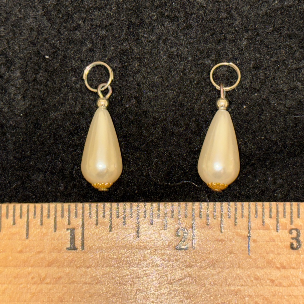 Elegant faux pearl teardrop pendants